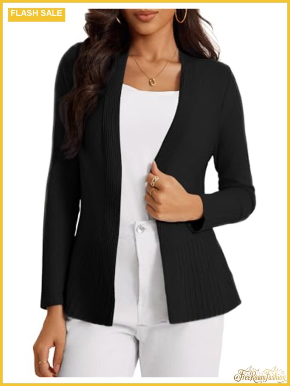 Lightweight Cardigan Sweater Viscose Blend Open Front Business Casual Women